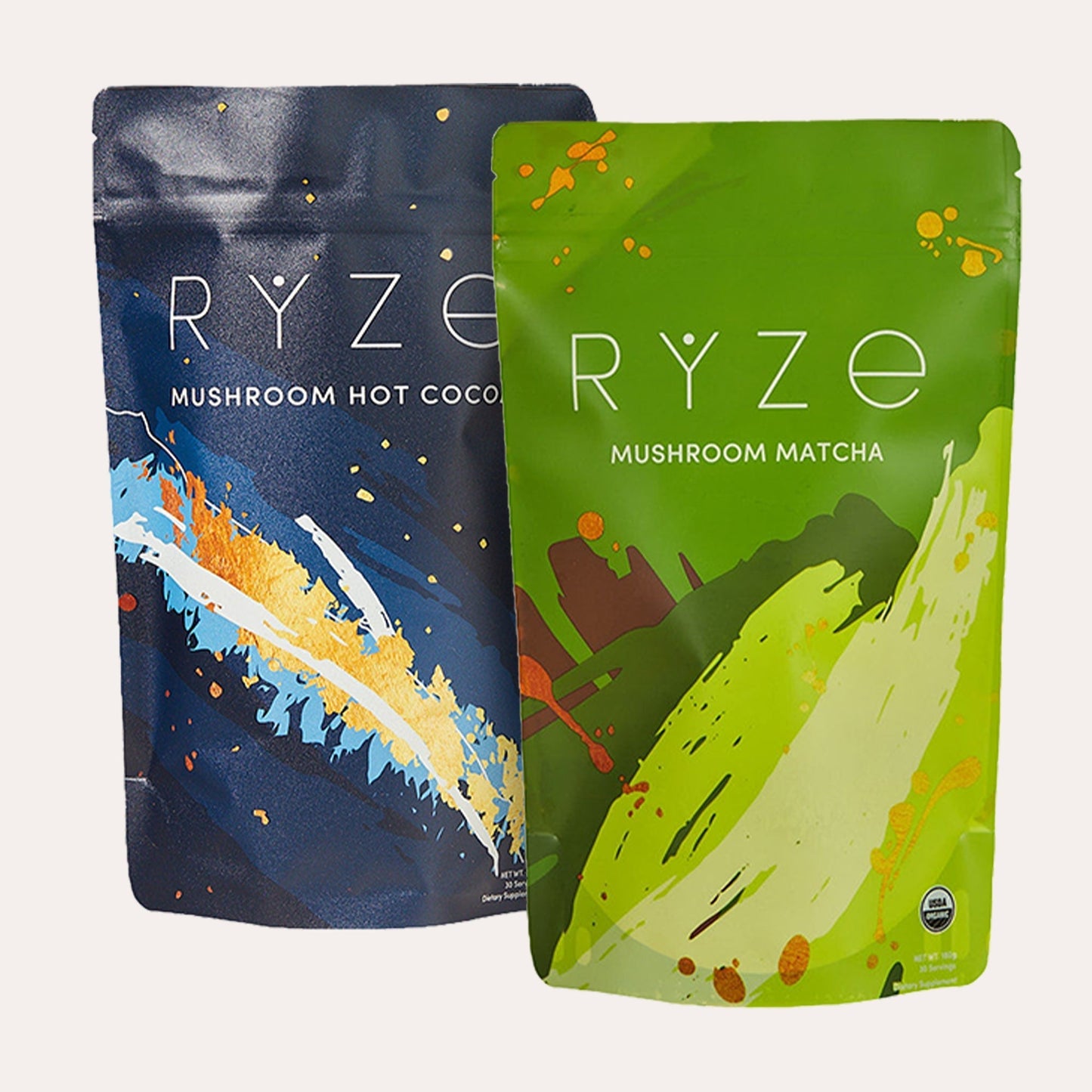 RYZE Mushroom Matcha - with 6 Organic Adaptogenic Mushrooms Grown In USA and Ceremonial-Grade Japanese Matcha Choice M031-094